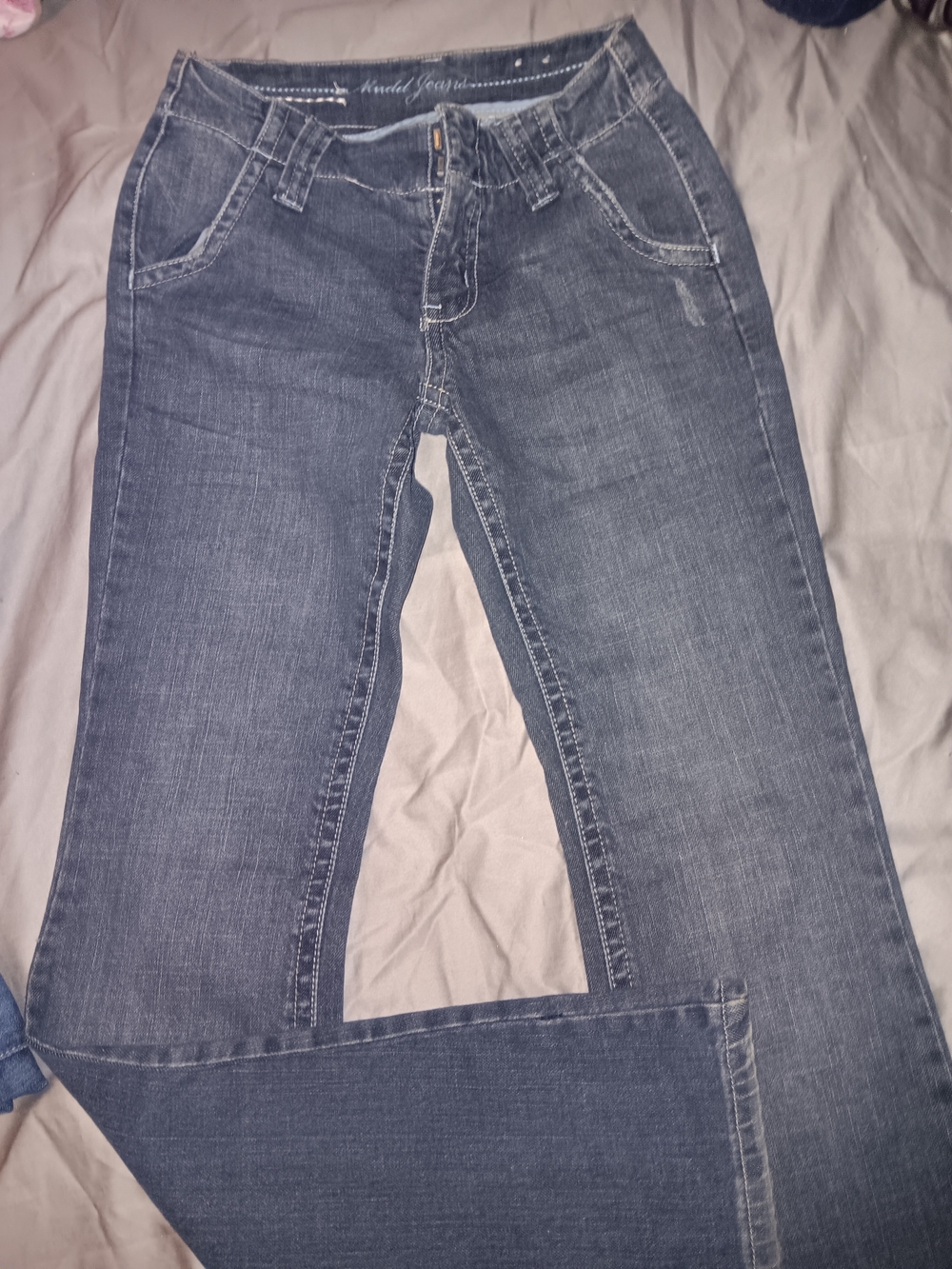 Flared Leg Jeans in Dark Indigo Wash - Casual Mid Rise